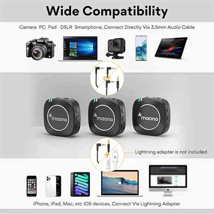 Maono AU-WM820 A2 Real-time Monitoring and Mute 2-Person Wireless Microphone